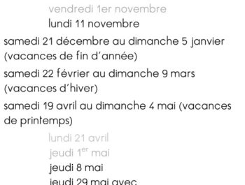 Calendrier des vacances et jours fériés 2024-2025