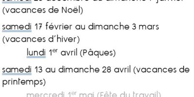 Calendrier des vacances et jours fériés 2023-2024